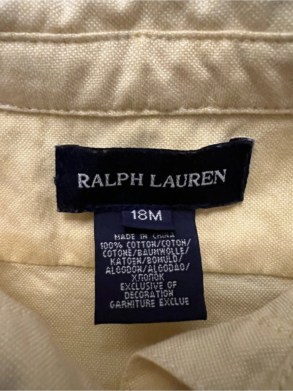 Ralph Lauren Yellow Ruffle Collar Button-Front Kids Dress 18 months